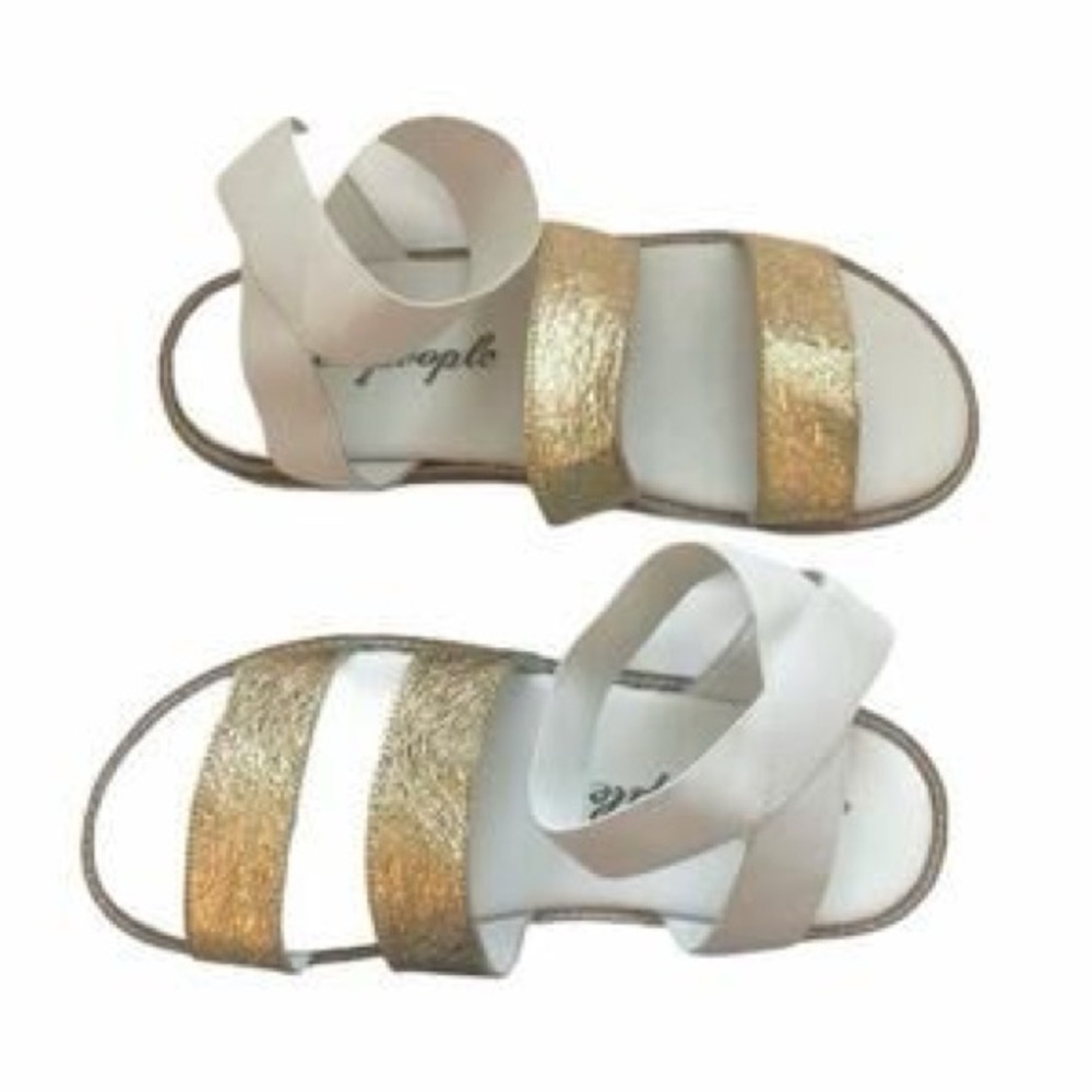 Free people white and gold chunky sandals size 10